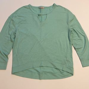 Juicy Couture Large Long Sleeve Aqua Cutout Shirt D6